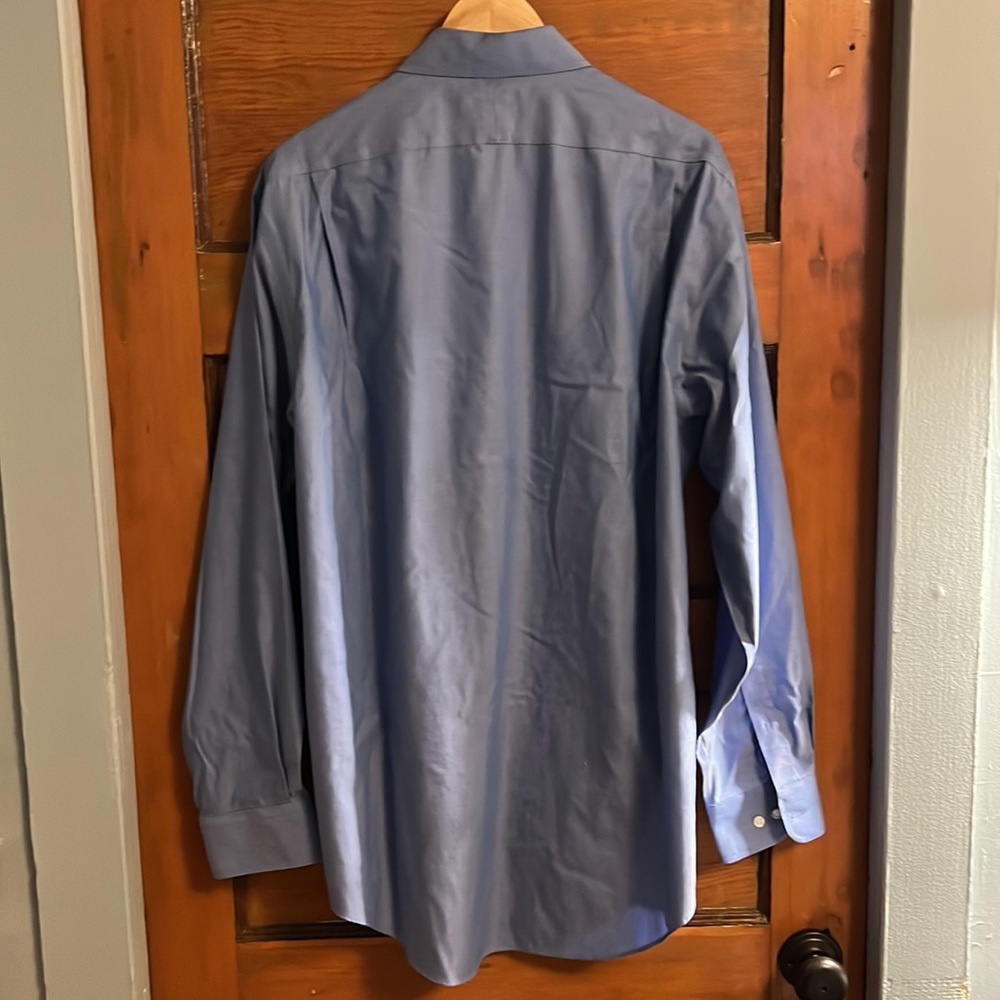Lands end men’s shirt traditional fit 16 1/2 35 blue cotton - Picture 4 of 7